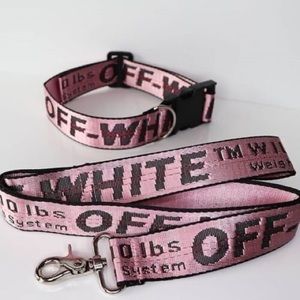 SOLD New! Off-White SMALL pink dog collar & leash, adjustable